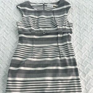 Gray striped work dress
